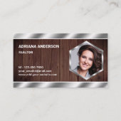 Carte De Visite Revendeur de photo en bois métallique rustique (Devant)