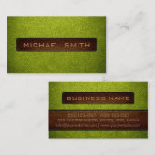 Carte De Visite Revêtement en cuir vert acide professionnel (Devant / Derrière)