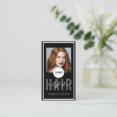 Carte De Visite Revue de code QR de logo moderne Coiffeur cheveux (Debout devant)