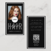 Carte De Visite Revue de code QR de logo moderne Coiffeur cheveux (Devant / Derrière)