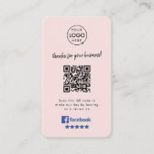 Carte De Visite Revue Facebook | Avis professionnels Code QR rose (Devant)