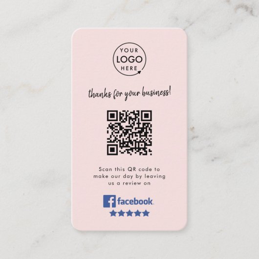 Carte De Visite Revue Facebook | Avis professionnels Code QR rose (Devant)