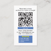 Carte De Visite Revue Google avec lien de code QR (Dos)