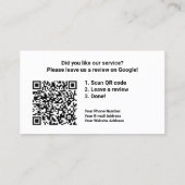Carte De Visite Revue Google avec lien de code QR (Dos)