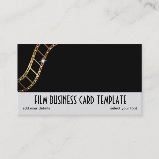 Carte De Visite Rhinestone Design Metallic Gold Film Strip (Devant)