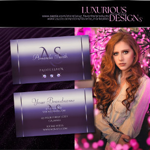 Carte De Visite Rhinestones chatoyants violets très élégants Monog