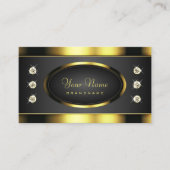 Carte De Visite Rhinestones de luxe noir et or Lumineuses Faux (Devant)