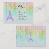 Carte De Visite Rhinestones violets Tour Eiffel (Devant / Derrière)