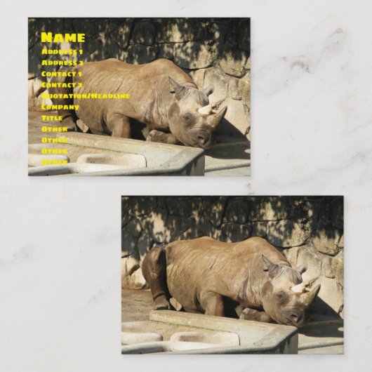 Carte De Visite Rhino couché (Devant / Derrière)