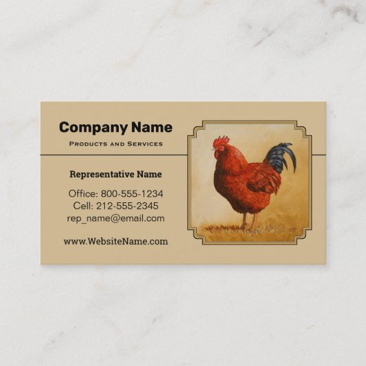 Carte De Visite Rhode Island Red Rooster (Devant)