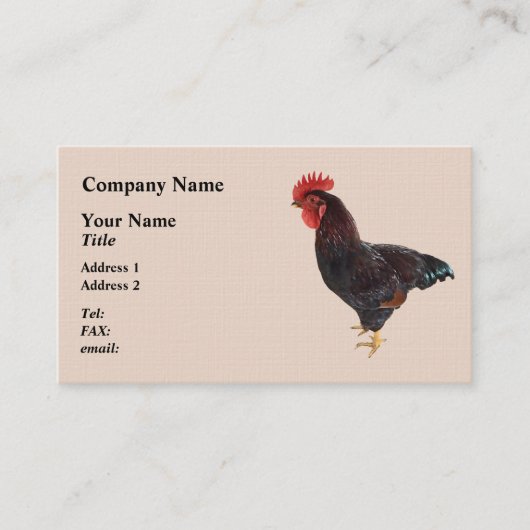 Carte De Visite Rhode Island Red Rooster (Devant)