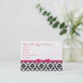 Carte De Visite Ribbon Noir Damas Floral - (Debout devant)