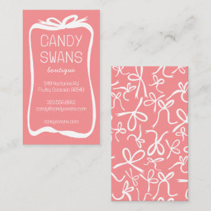 Carte De Visite Ribbon rose Vaches sucré Custom Feminine Cute Girl