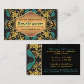 Carte De Visite Rich Elegant Royal Eastern Turquoise Black Gold Ba (Devant / Derrière)