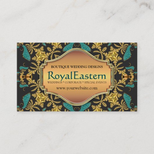 Carte De Visite Rich Elegant Royal Eastern Turquoise Black Gold Ba (Devant)