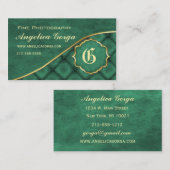 Carte de visite riche de damassé de Forest Green (Devant / Derrière)