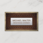 Carte De Visite Riche en cuir Brown piqué | Bordure en cuir (Devant)