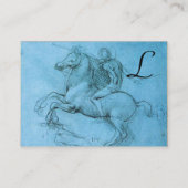 Carte De Visite Rider sur un cheval d'élevage / Monogramme, bleu, (Dos)