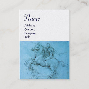 Carte De Visite Rider sur un cheval d'élevage Monogramme, bleu, mé