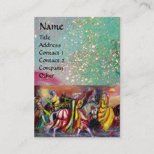 Carte De Visite RIDERS DANS LA NUIT bleu vif turquoise, doré éclat