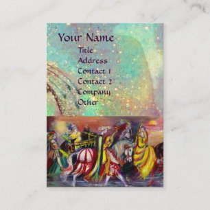 Carte De Visite RIDERS DANS LA NUIT bleu vif turquoise, doré éclat