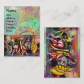 Carte De Visite RIDERS DANS LA NUIT bleu vif turquoise, doré éclat (Devant / Derrière)