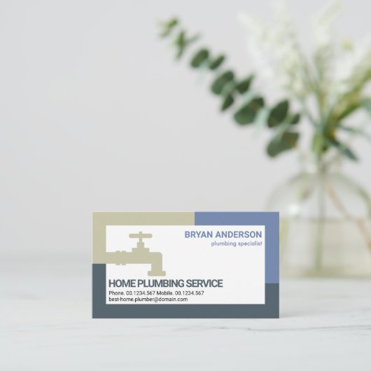 Carte De Visite Rising Blue Water Faucet Bordure Plumer (Debout devant)