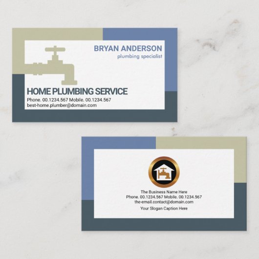 Carte De Visite Rising Blue Water Faucet Bordure Plumer (Devant / Derrière)