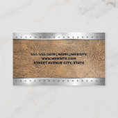 Carte De Visite Rivets métalliques Cuir Brown | Monogram Business  (Dos)