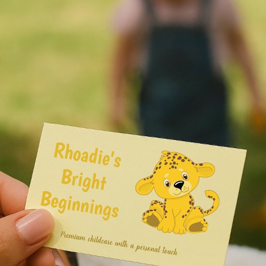 Carte De Visite Roaring with care safari leopard cub childcare