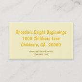 Carte De Visite Roaring with care safari leopard cub childcare (Dos)