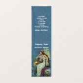 Carte De Visite Robe blanche fée sur Cliff Harp Chandelle étoiles  (Extérieur déplié)