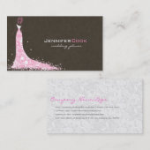 Carte De Visite Robe Brown rose et blanche Mariage et dentelle Vin (Devant / Derrière)