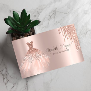 Carte De Visite Robe chic paillettes gouttes rose gold 