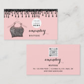 Carte De Visite Robe de cintre Mode Boutique Pink Drift Logo QR (Devant / Derrière)