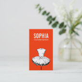 Carte De Visite Robe de fille Couture rouge Boutique de mode (Debout devant)