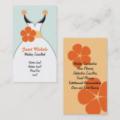 Carte De Visite Robe de mariage avec Flower2 orange (Devant / Derrière)