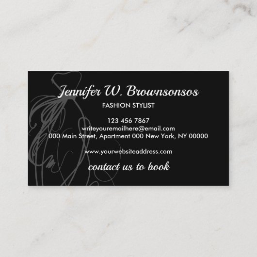 Carte De Visite Robe de mariée de Mariage noir (Dos)