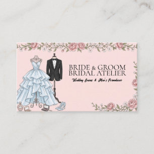 Carte De Visite Robe de mariée rose pastel Pivoine florale