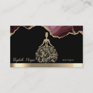 Carte De Visite Robe élégante à paillettes dorées Agate bordeaux