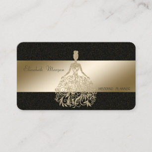 Carte De Visite Robe élégante et stylée, noire à paillettes dorées