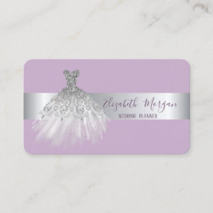 Carte De Visite Robe élégante moderne argentée à paillettes violet