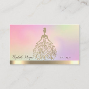 Carte De Visite Robe Pailletée Or Élégante Holographique