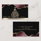 Carte De Visite Robe Parties scintillant or élégant Agate Bourgogn (Devant / Derrière)