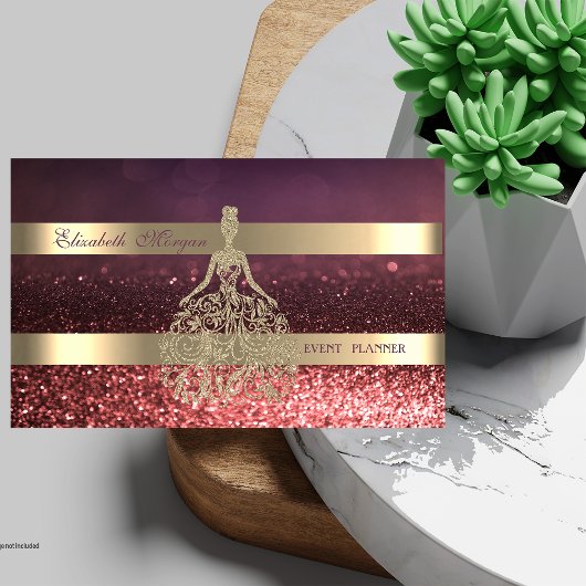 Carte De Visite Robe Parties scintillant Or Moderne Élégante, Boke