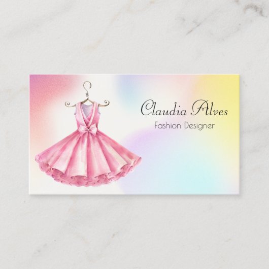 Carte De Visite Robe Rose Aquarelle Design (Devant)