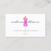 Carte De Visite Robe rose Aquarelle Mannequin Mode Boutique (Devant)
