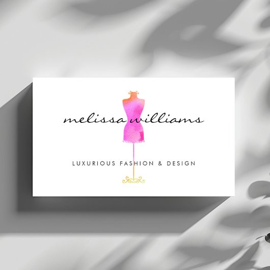 Carte De Visite Robe rose Aquarelle Mannequin Mode Boutique