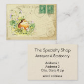 Carte De Visite Robin des bébés aux violettes (Devant / Derrière)