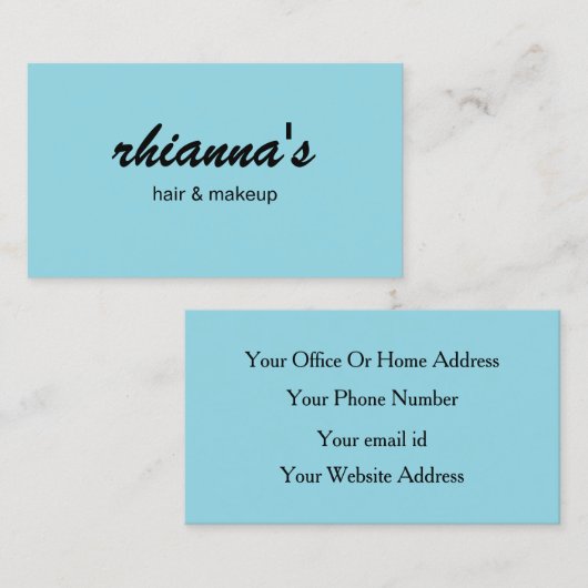 Carte De Visite Robin Egg Blue Hair Makeup Script professionnel (Devant / Derrière)